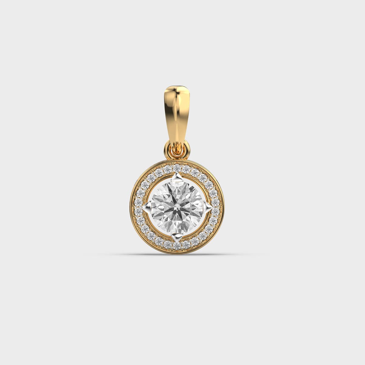 Starlit Halo Round Solitaire Diamond Pendant (Without Chain)