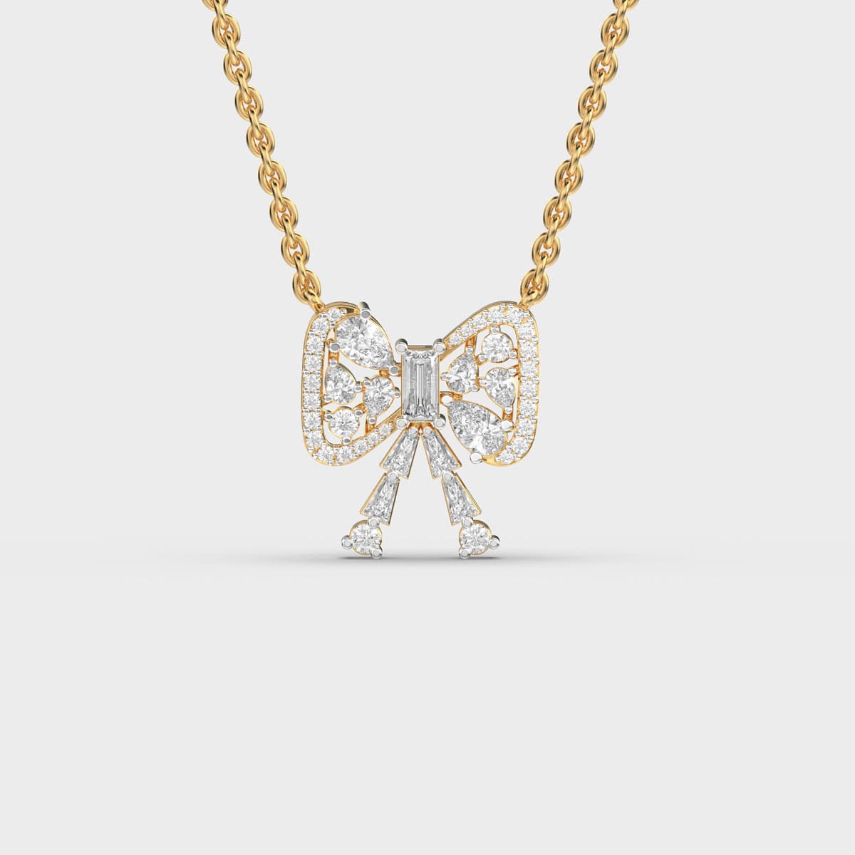 Ribbon Bow Tie Diamond Pendant (With Chain)