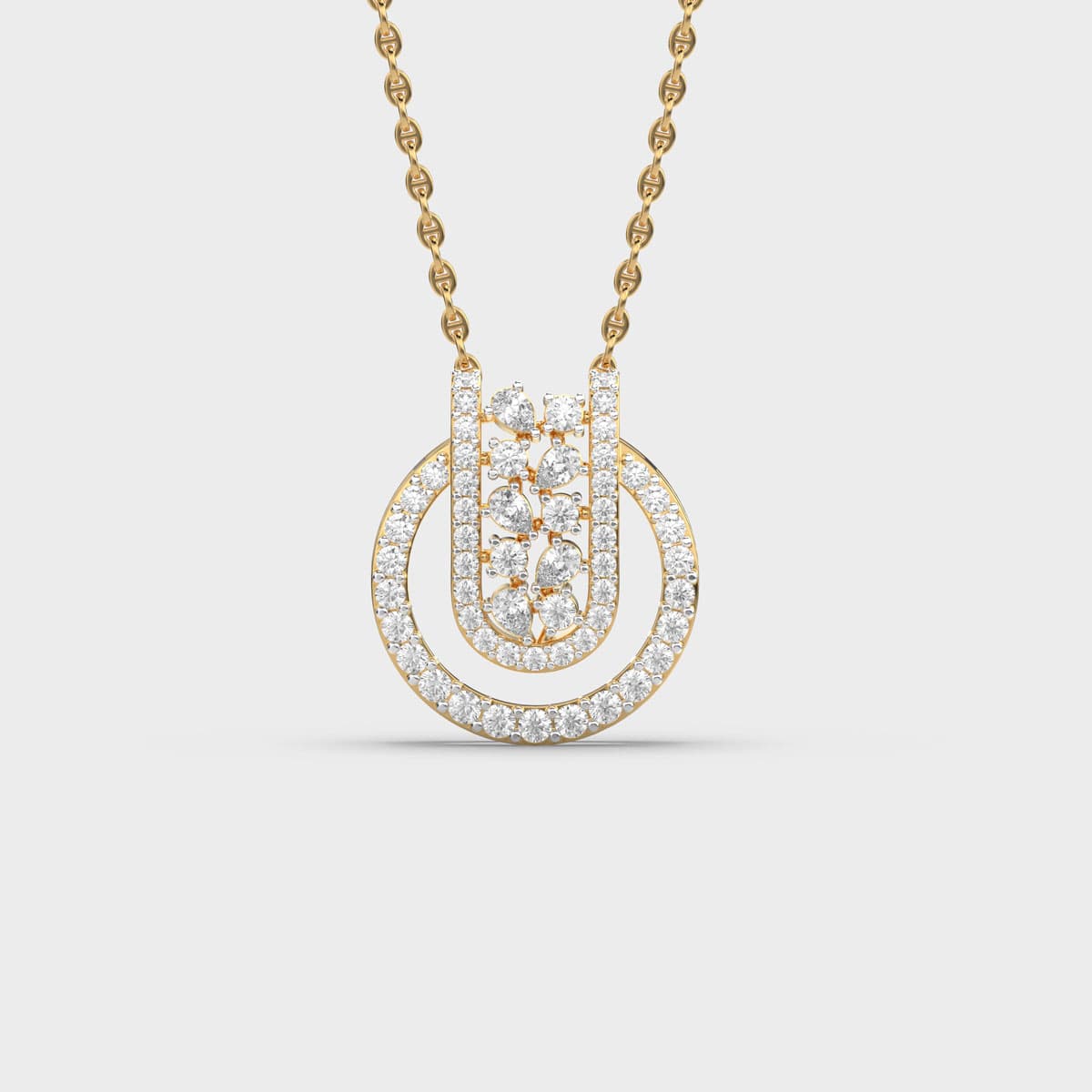 Orbit Circle Cluster Diamond Pendant (With Chain)