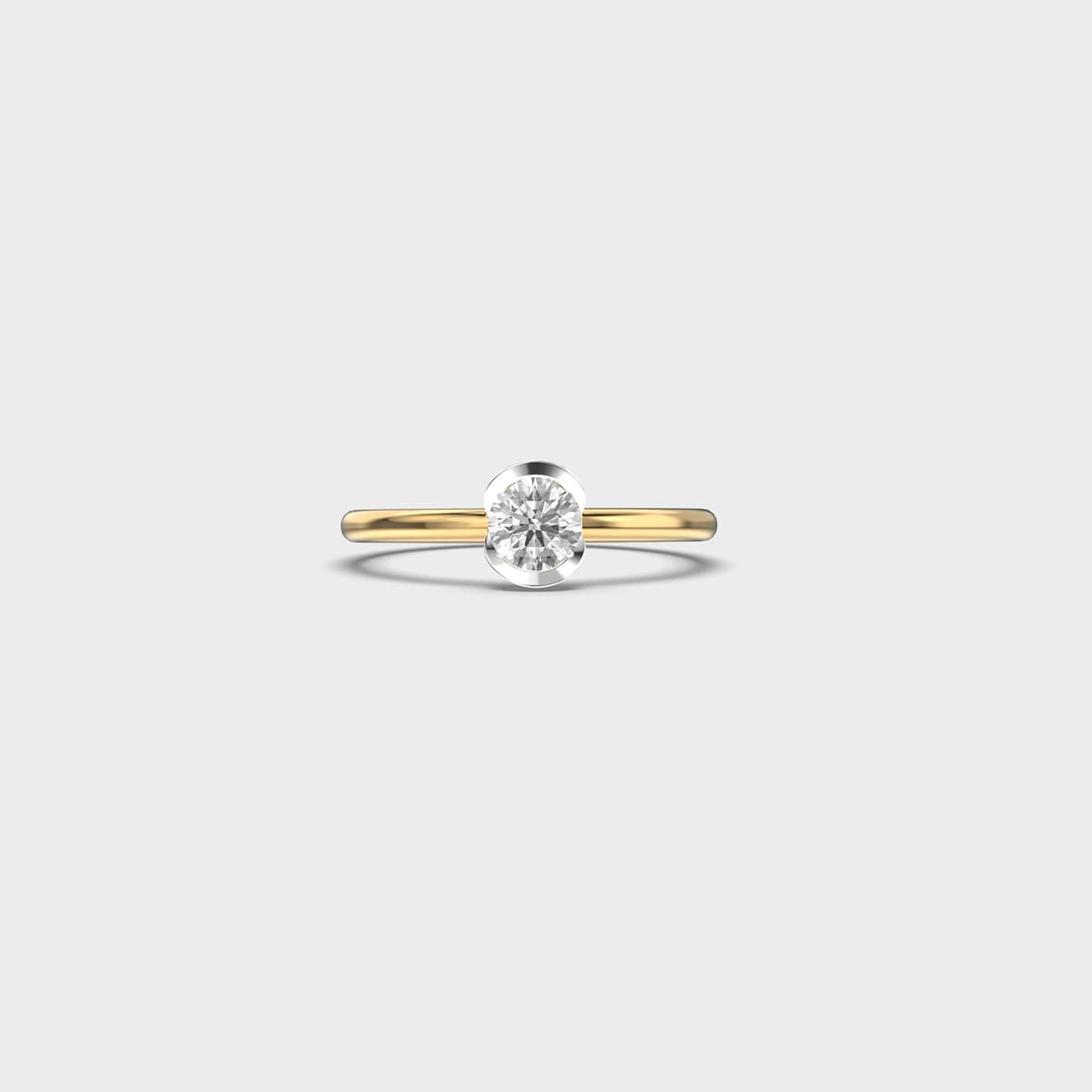 Half Bezel Round Solitaire Diamond Ring