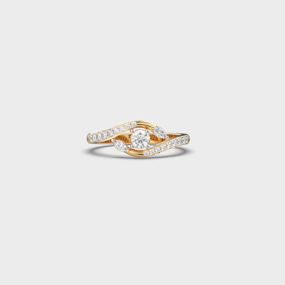 Marquise Accent Swirl Bypass Diamond Ring