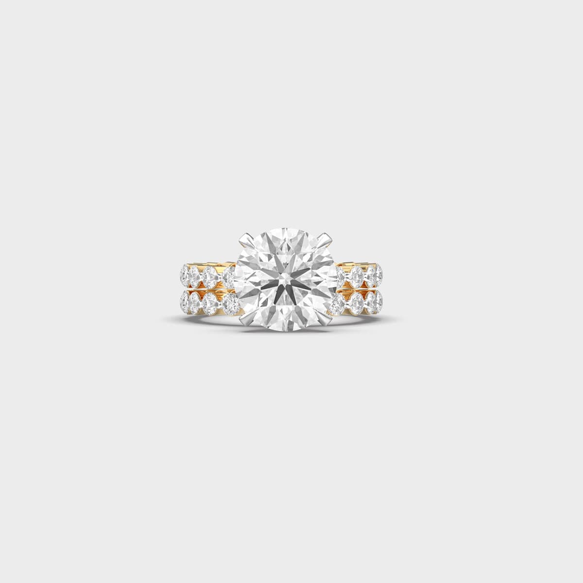 Grand Round Solitaire Double Row Diamond Ring