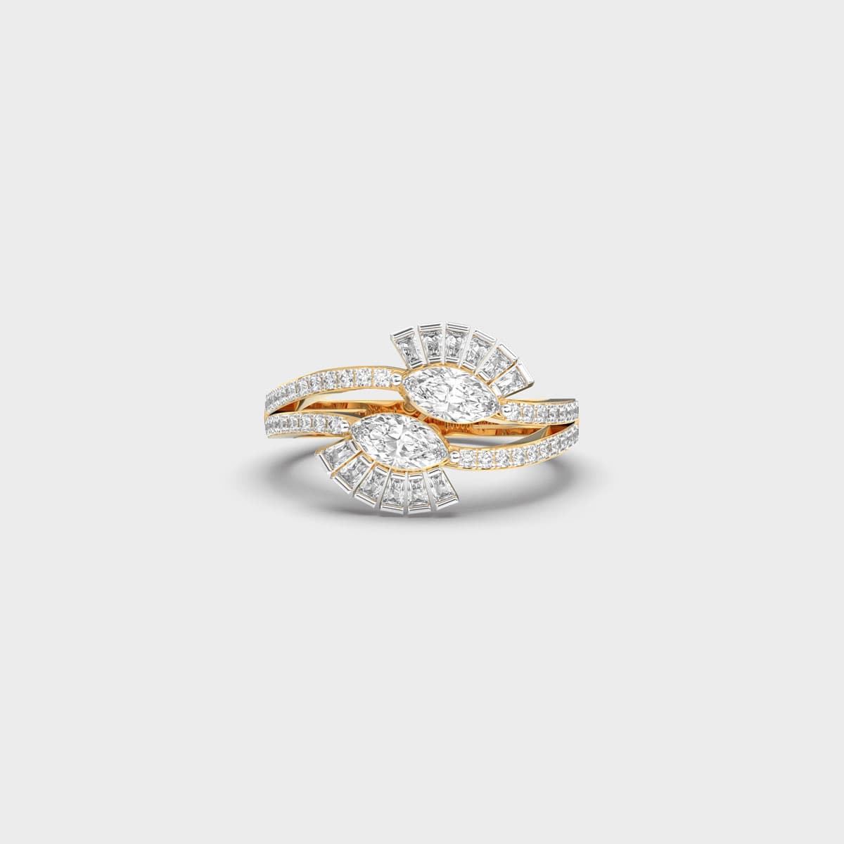 Marquise Fan Deco Bypass Diamond Ring