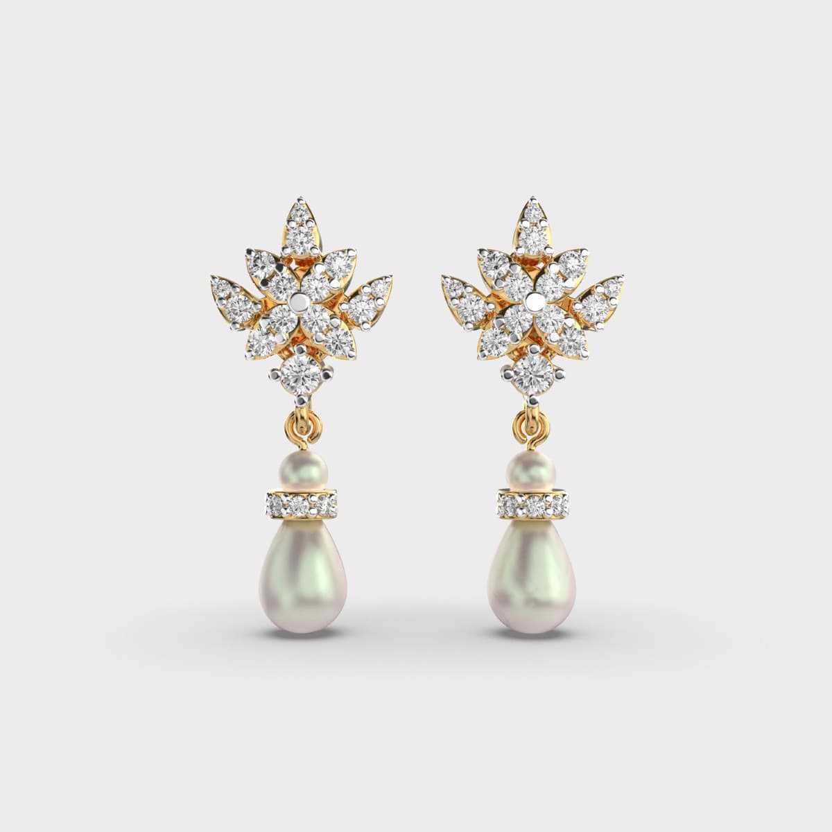 Starry Diamond Encrusted Pearl Drop Earrings