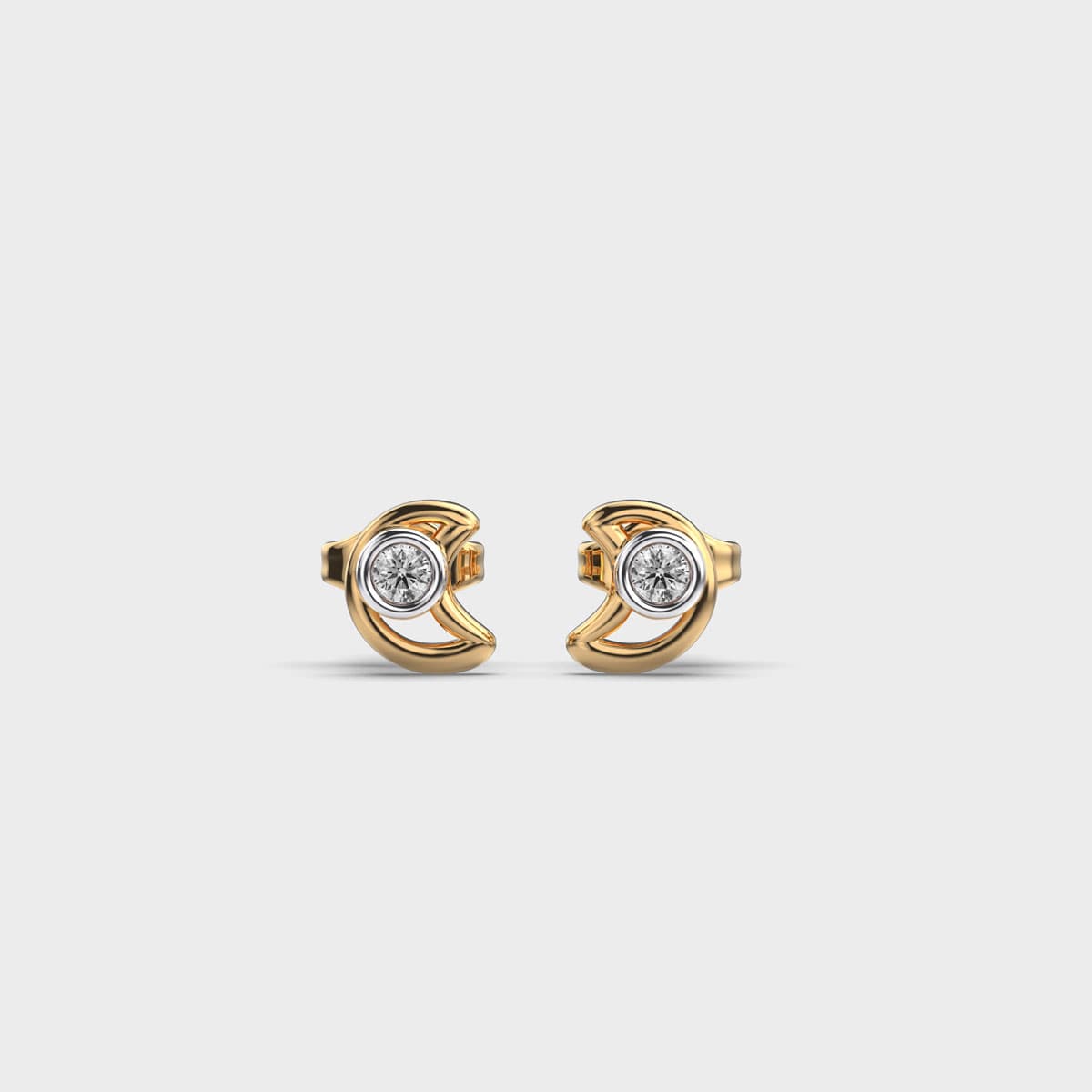 Glittering Moon Diamond Studs For Kids