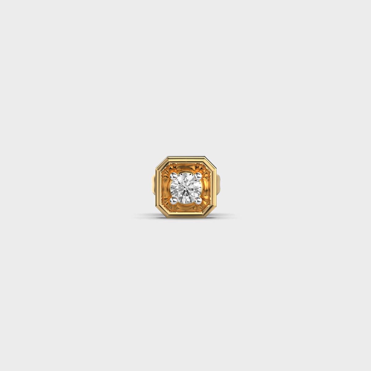 Octagonal Round Diamond Amber Stud For Men