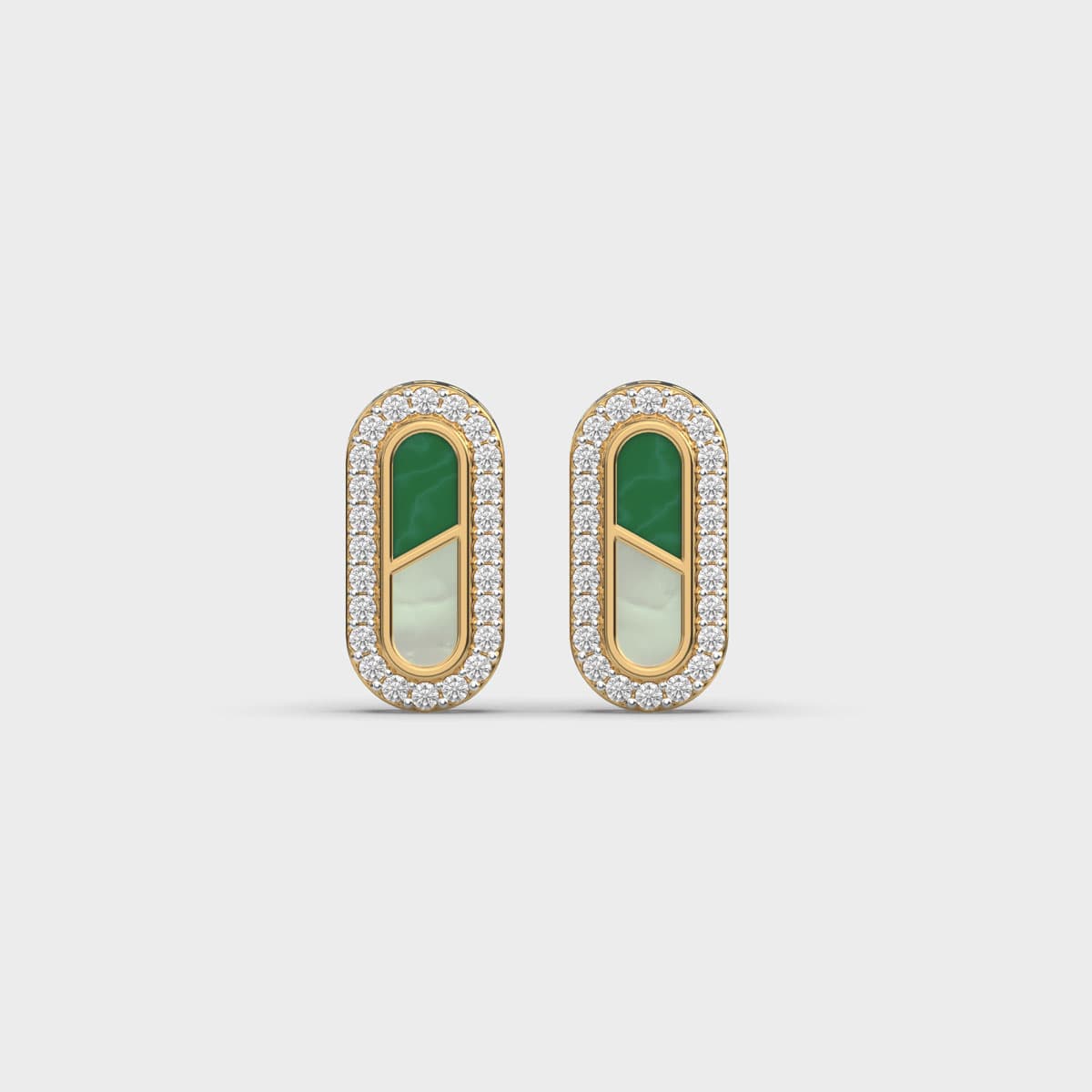 Viridescent Capsule Halo Diamond Studs