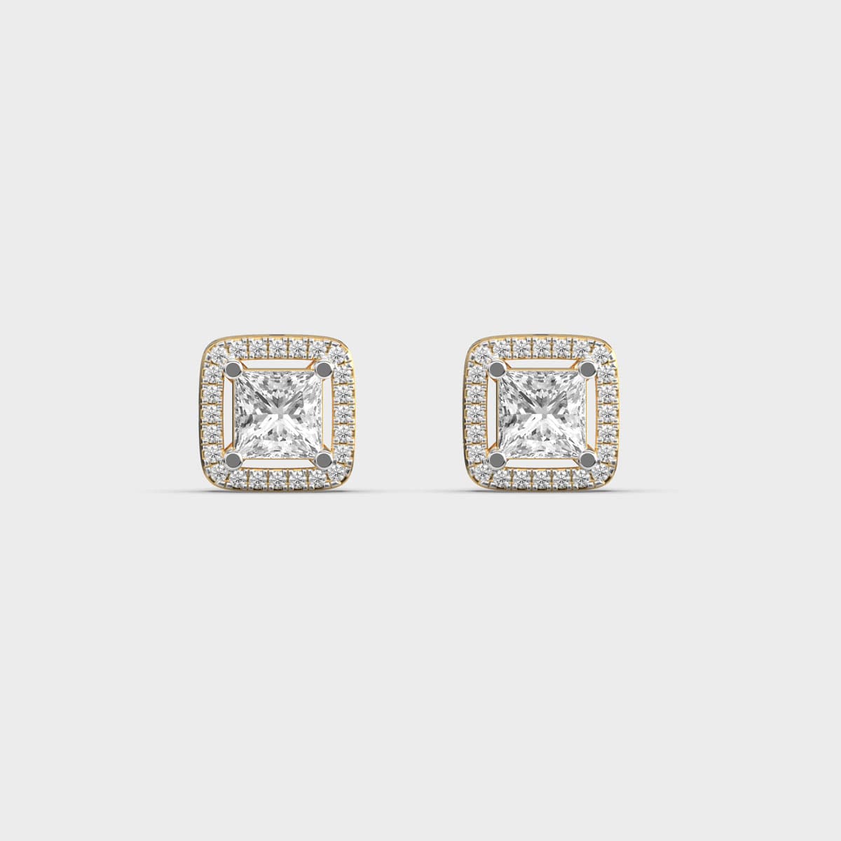 Framed Princess Halo Diamond Studs