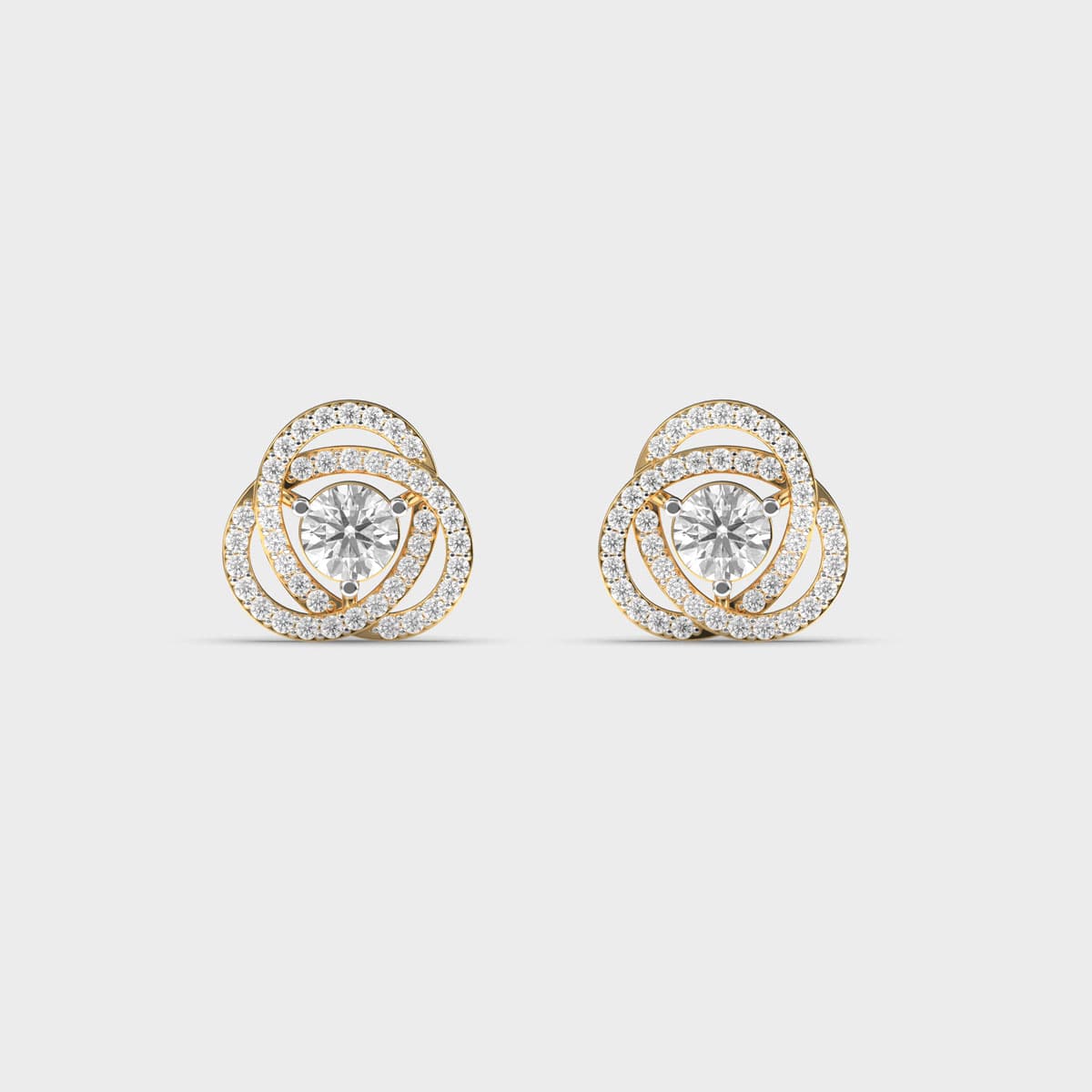 Interlocked Loop Solitaire Diamond Studs