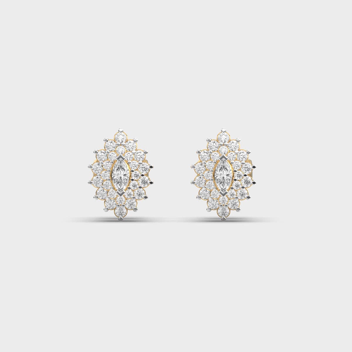 Marquise Navette Double Halo Diamond Studs