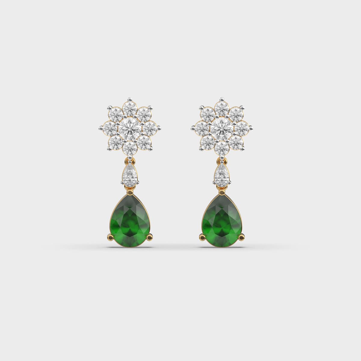 Verdant Pear Floral Cluster Diamond Drops