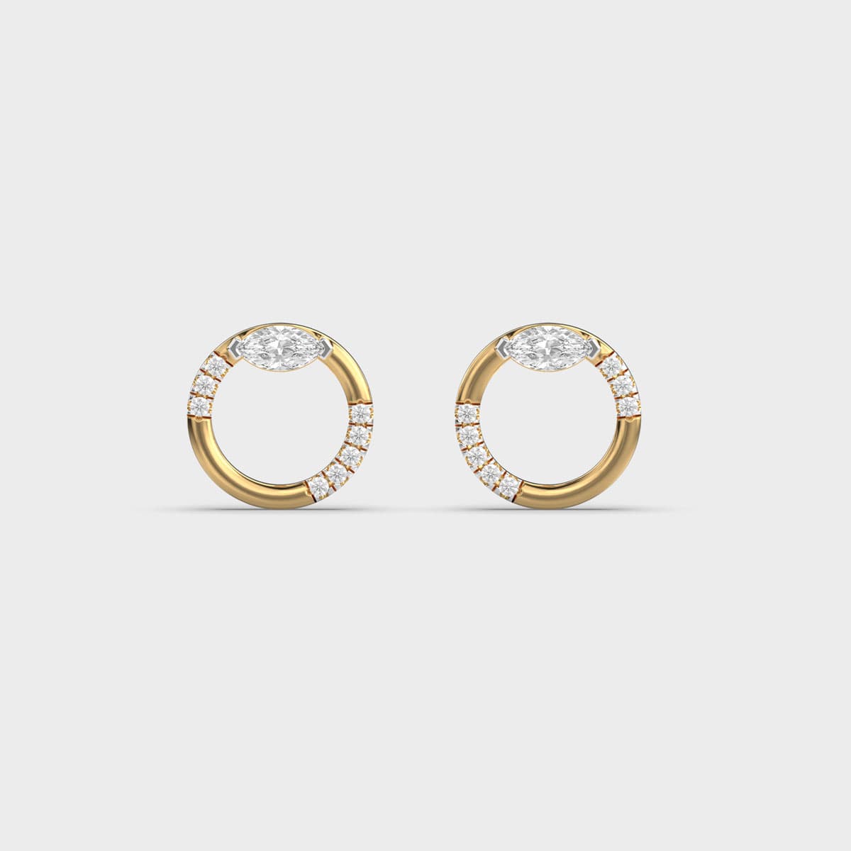 Open Circle Marquise Bar Diamond Studs
