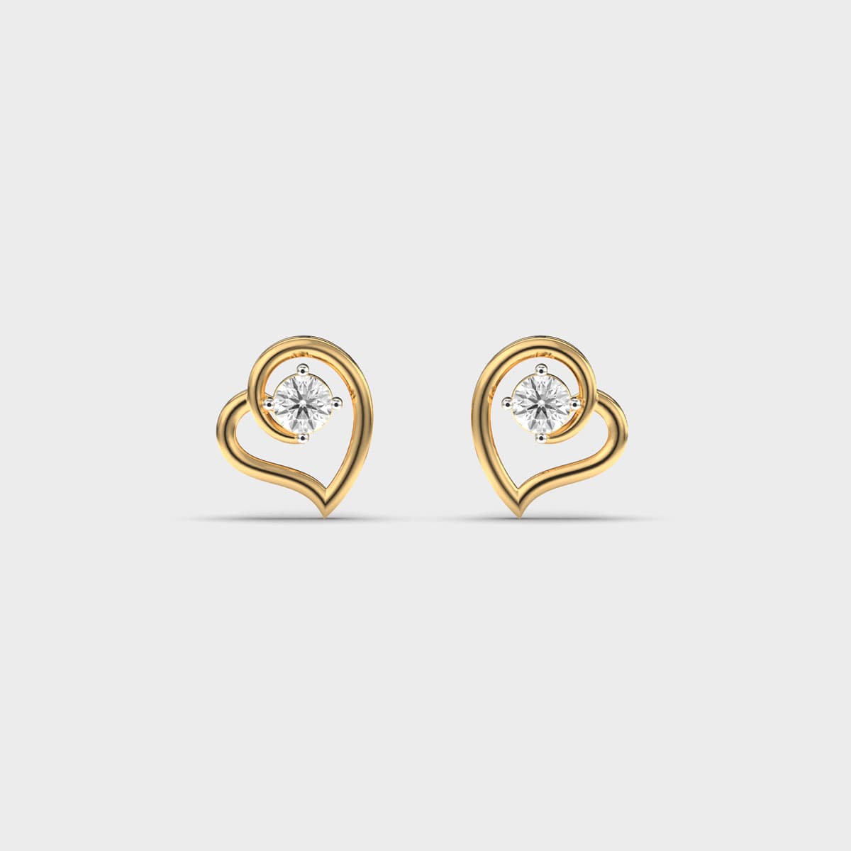 Curled Heart Outline Diamond Studs