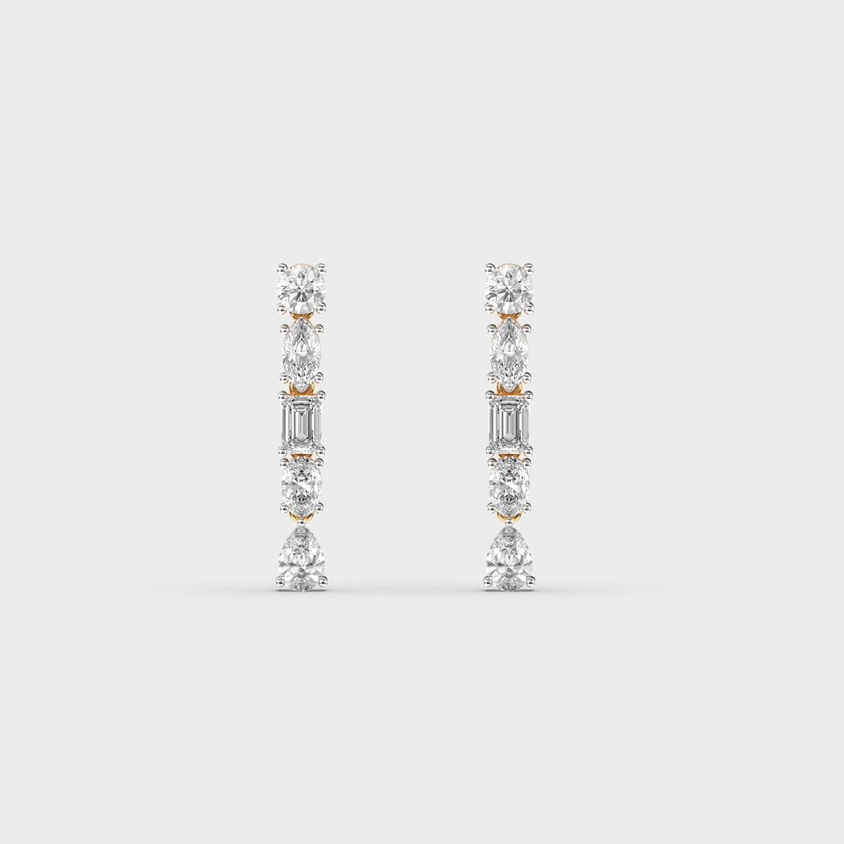 Mixed Cut Linear Line Diamond Danglers