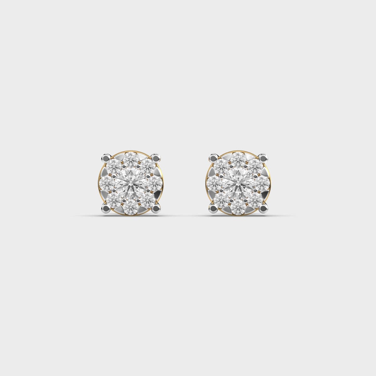 Prong Frame Round Cluster Diamond Studs