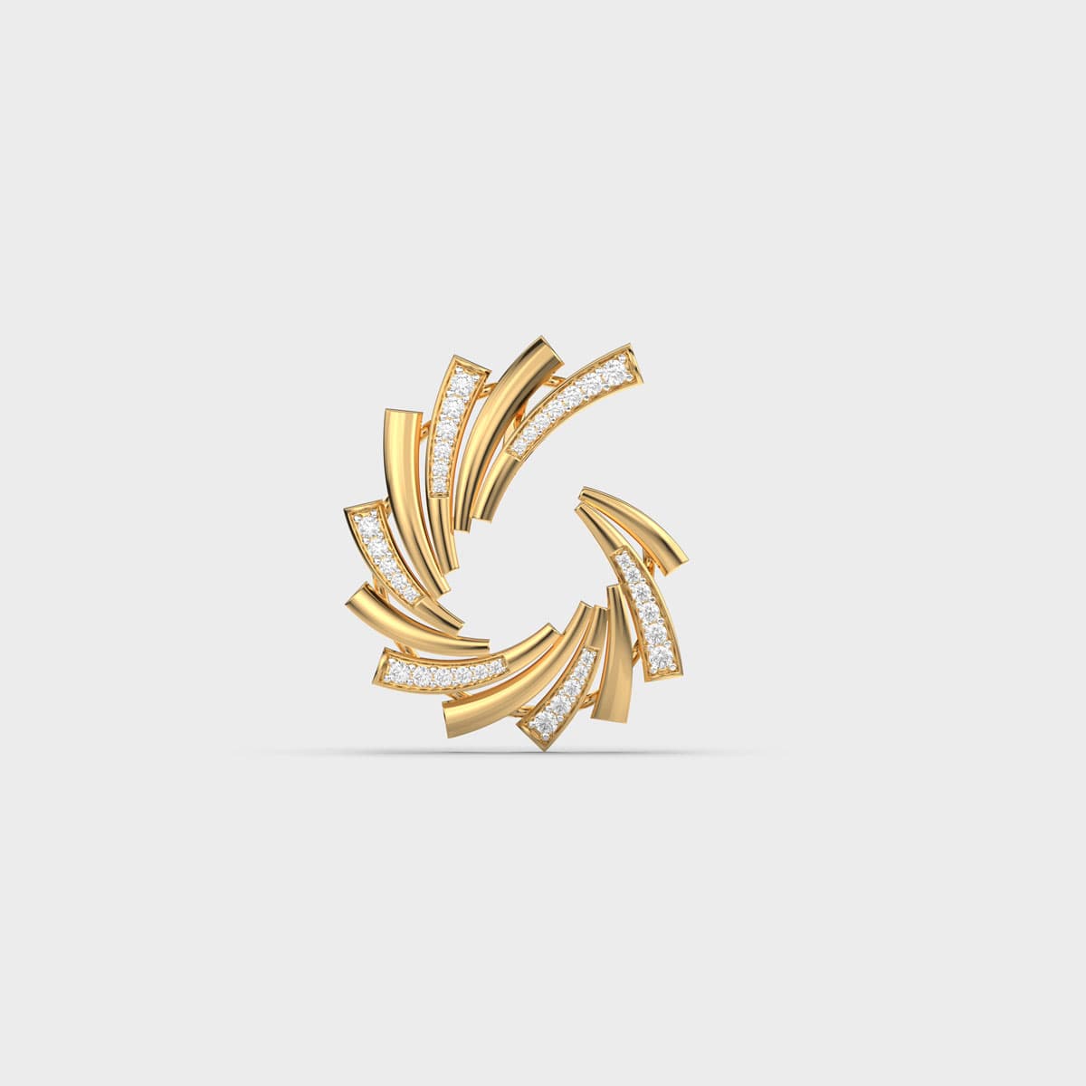 Spiral Fan Pinwheel Diamond Pendant (Without Chain)