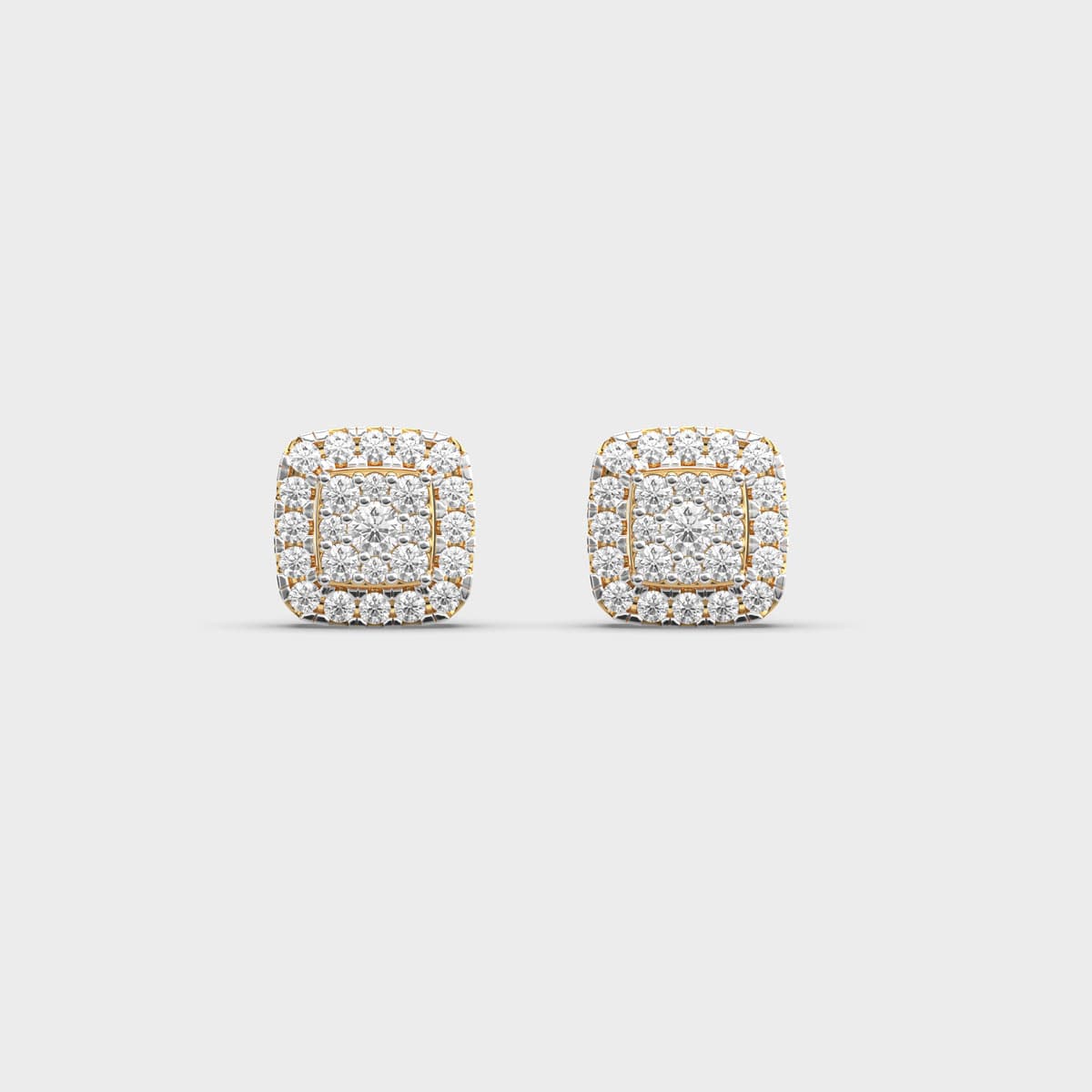 Soft Square Halo Cluster Diamond Studs