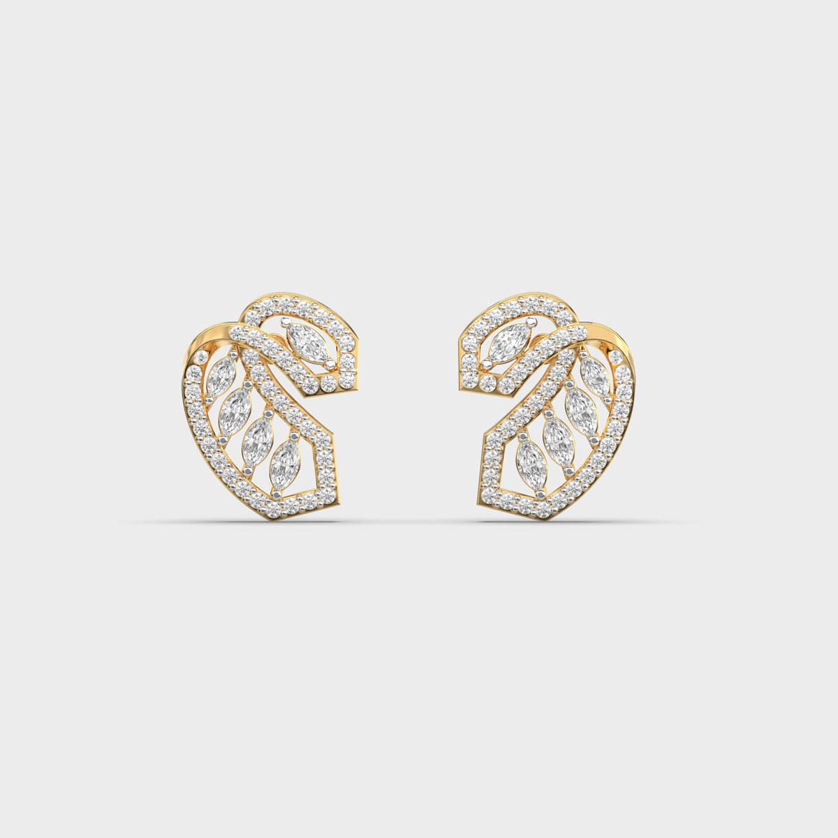 Openwork Paisley Marquise Diamond Studs