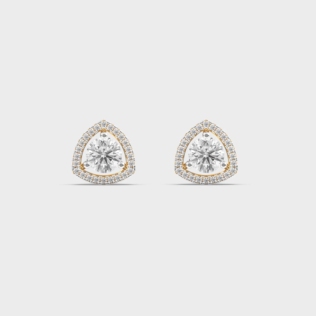 Trillion Halo Round Solitaire Diamond Studs