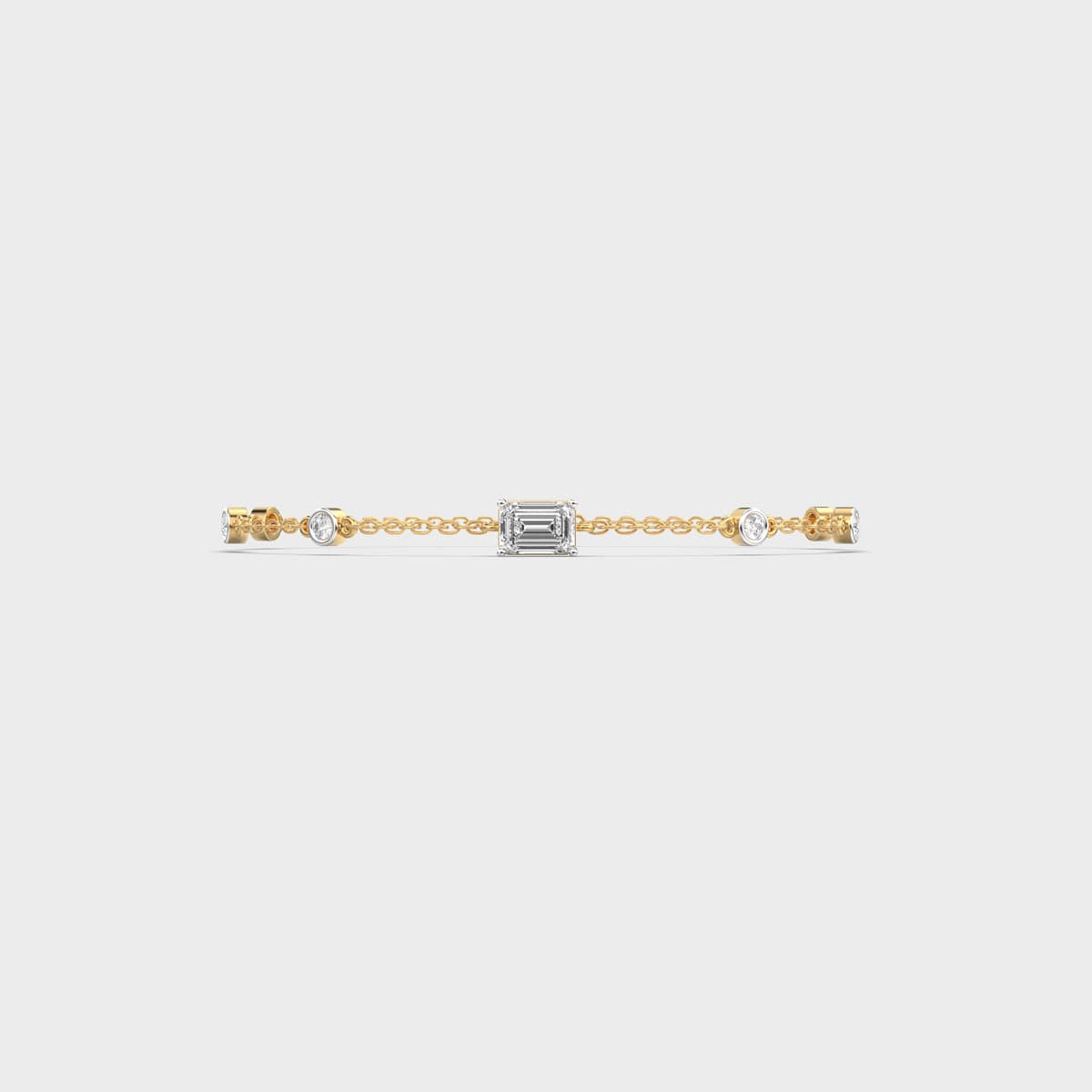 Emerald Centre Round Station Diamond Bracelet