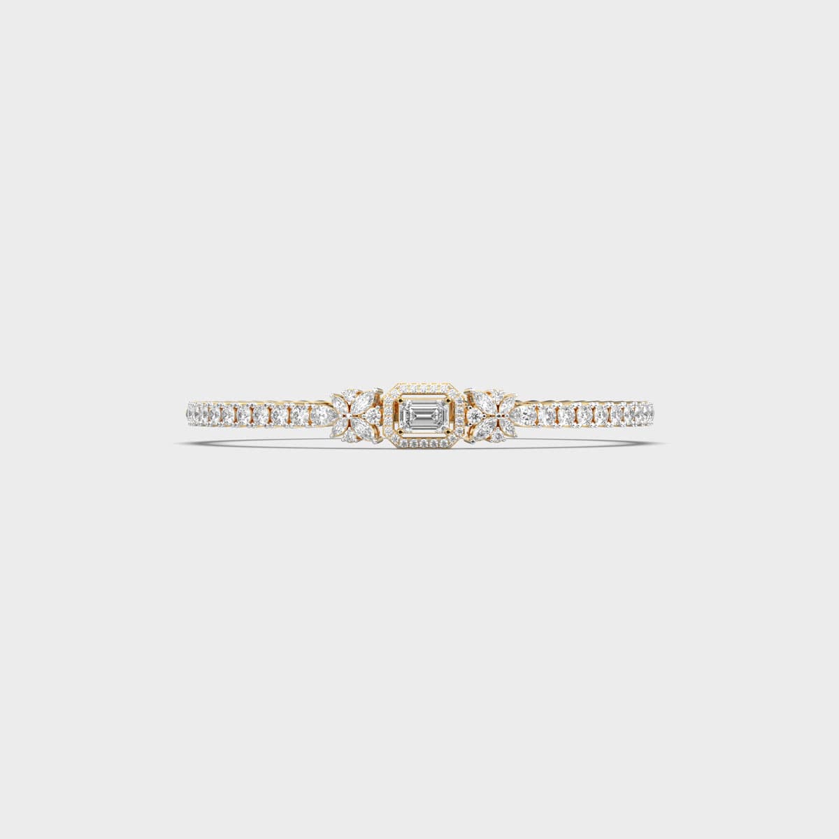 Emerald Halo Petal Cluster Line Diamond Bracelet