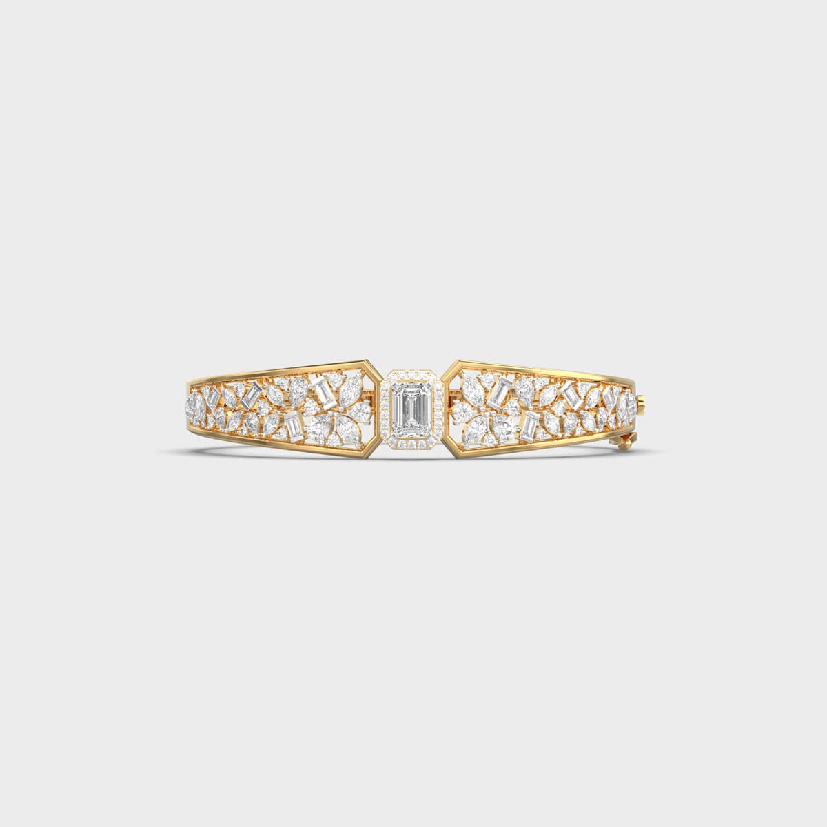 Emerald Halo Cluster Panel Diamond Bracelet