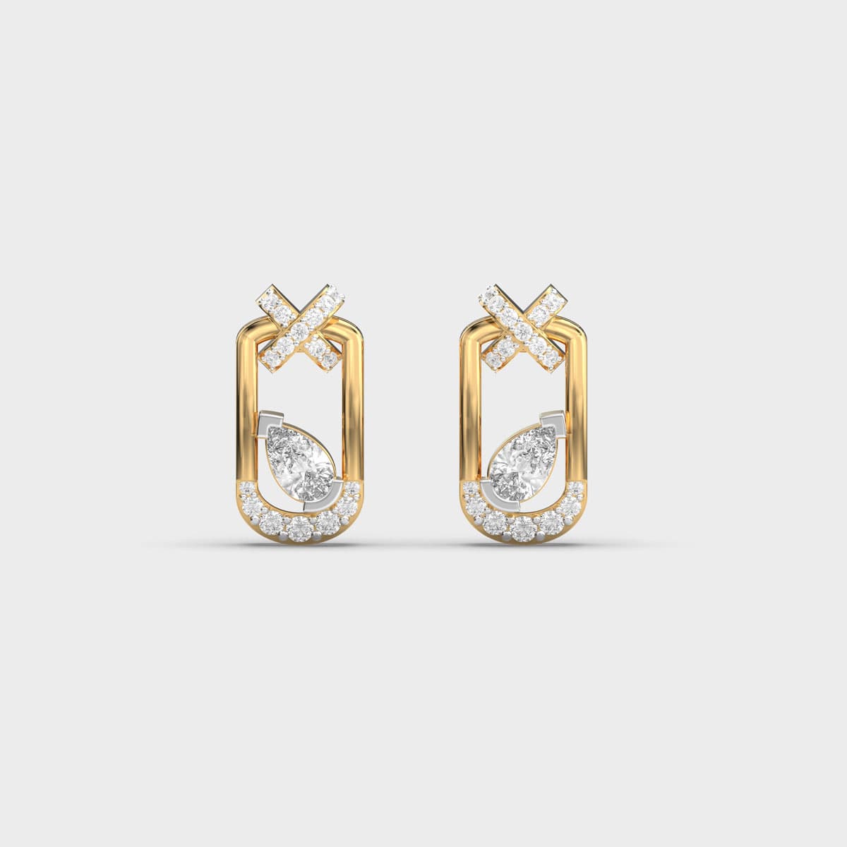 Cross Top Pear Capsule Diamond Studs