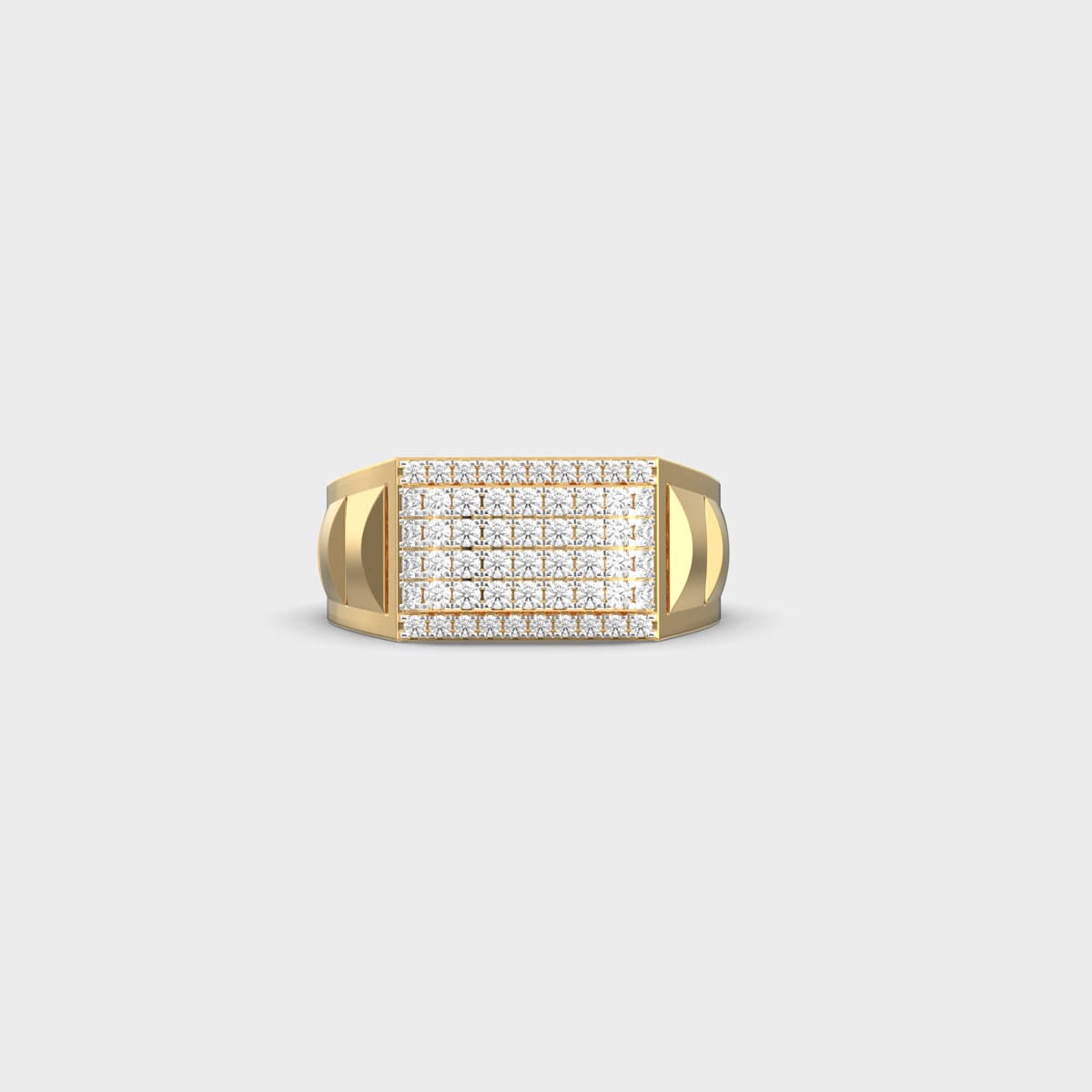 Bold Rectangular Pave Panel Diamond Ring For Men