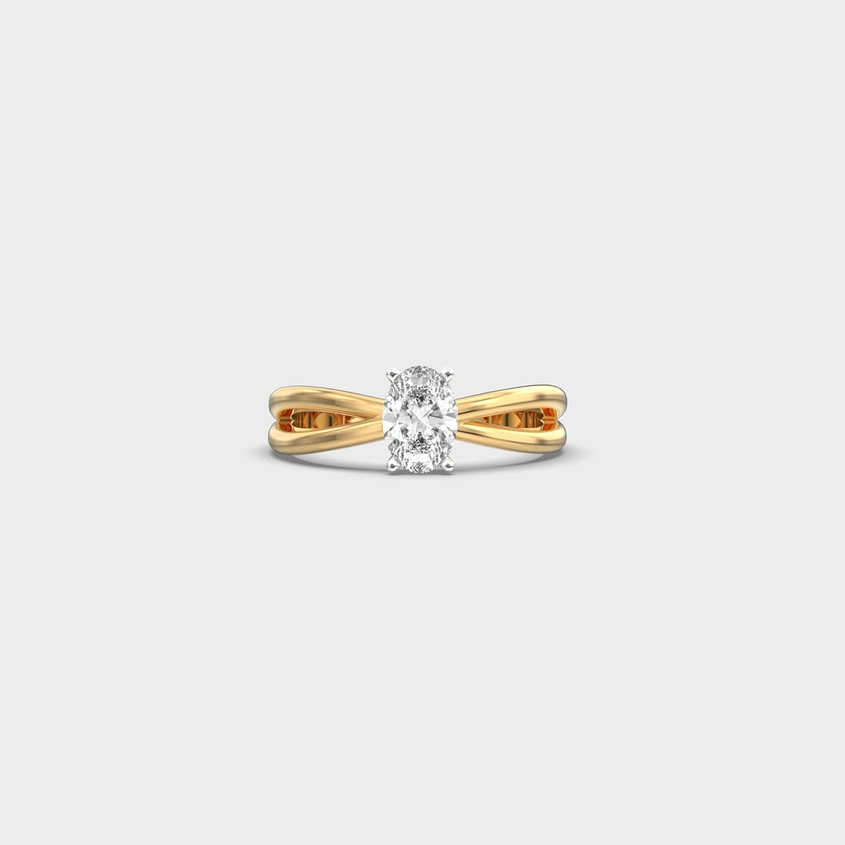 Oval Solitaire Split Shank Diamond Ring