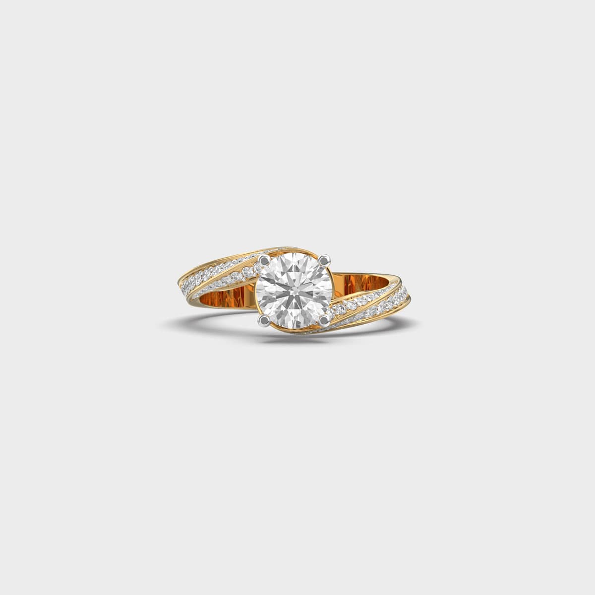 Round Solitaire Twist Shoulder Diamond Ring