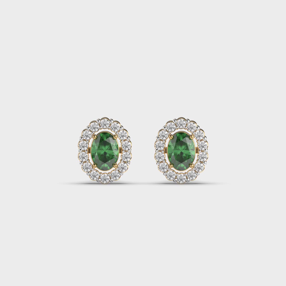 Verdant Oval Scalloped Halo Diamond Studs