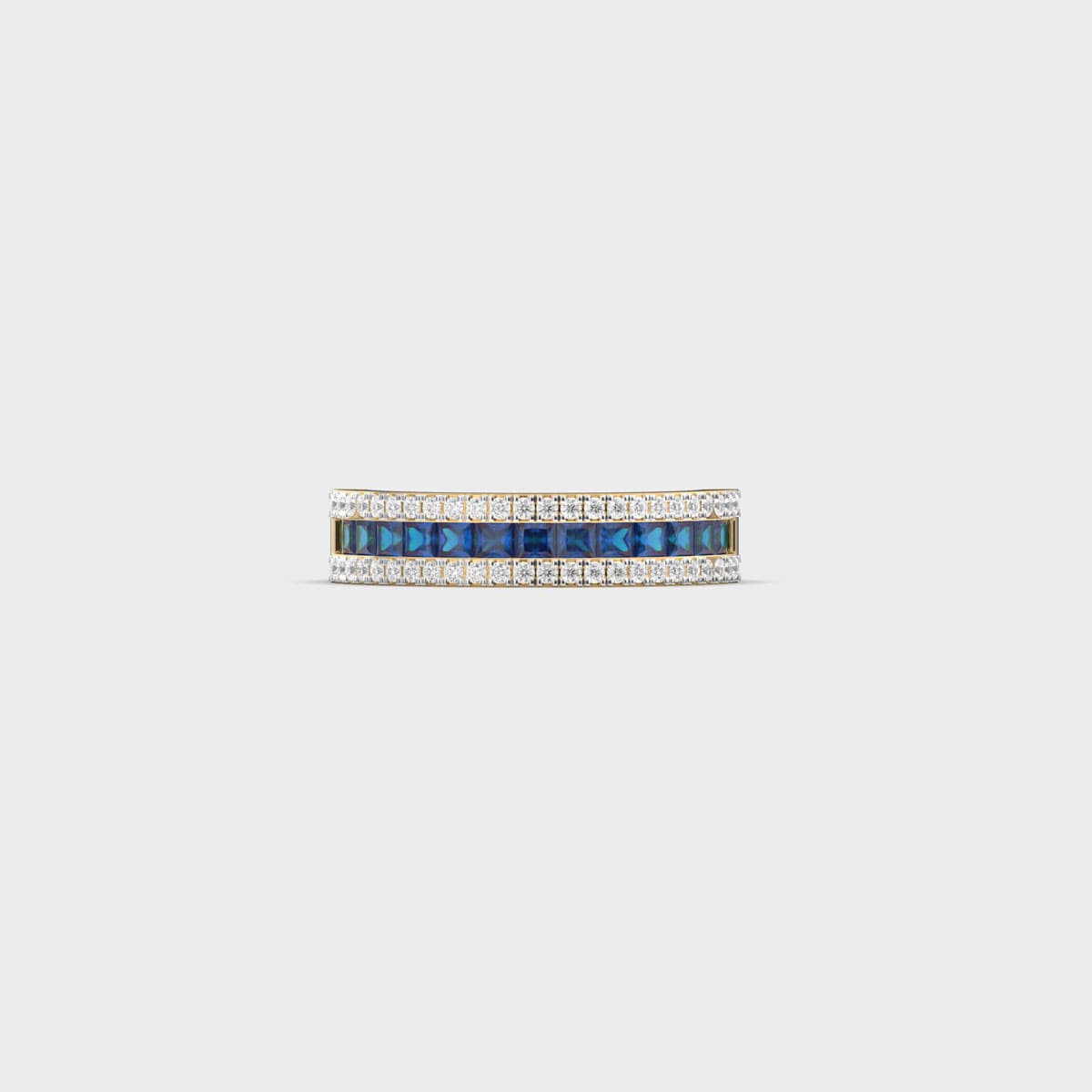 Blue Ribbon Diamond Border Band Ring