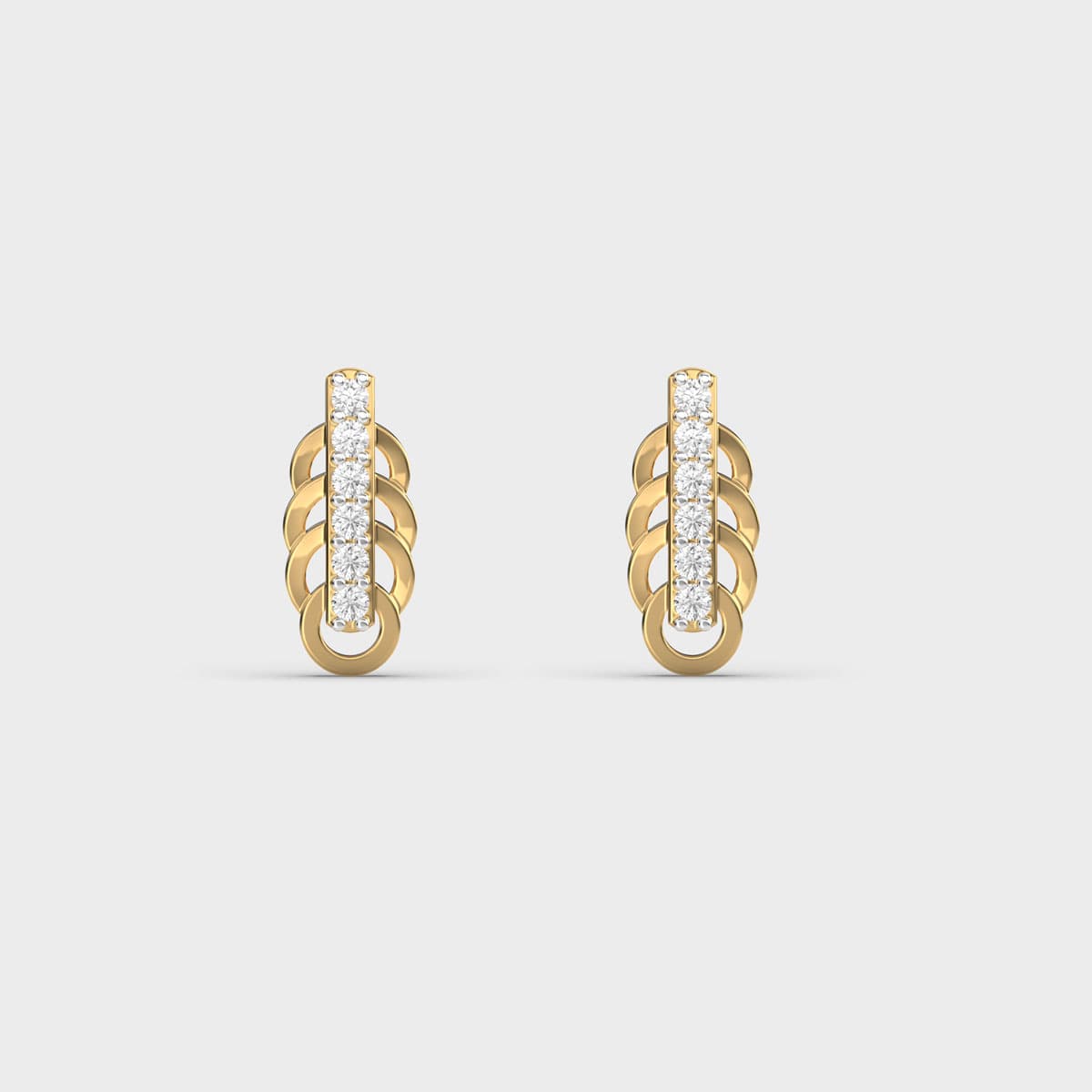 Brilliant Bar Stacked Loop Diamond Studs