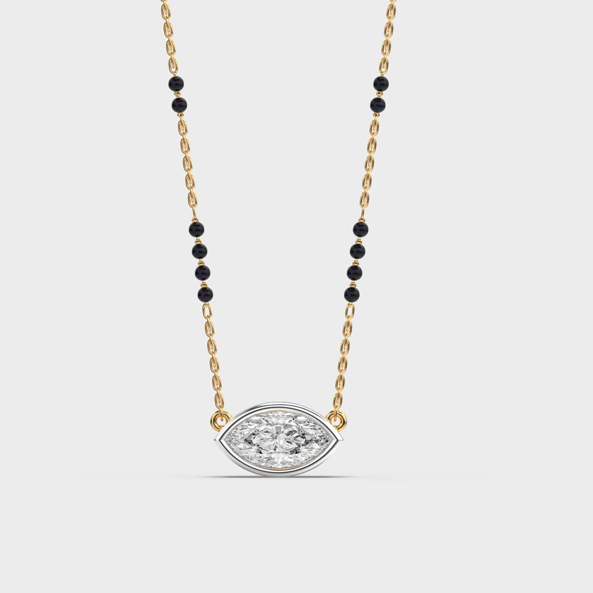 East West Marquise Solitaire Diamond Mangalsutra