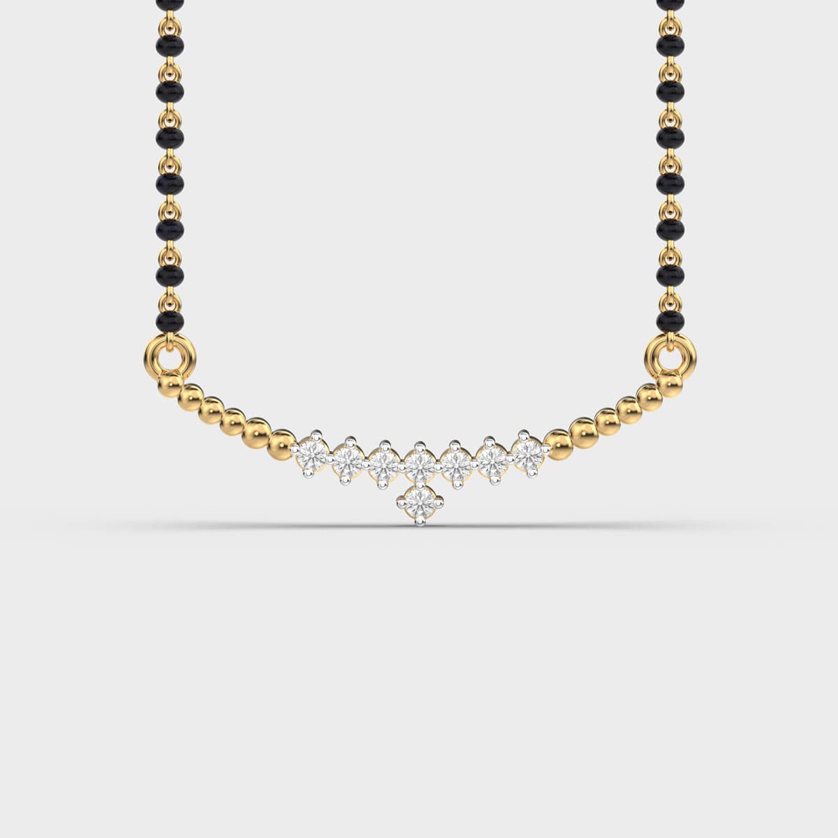 Curved Line Centre Drop Diamond Mangalsutra