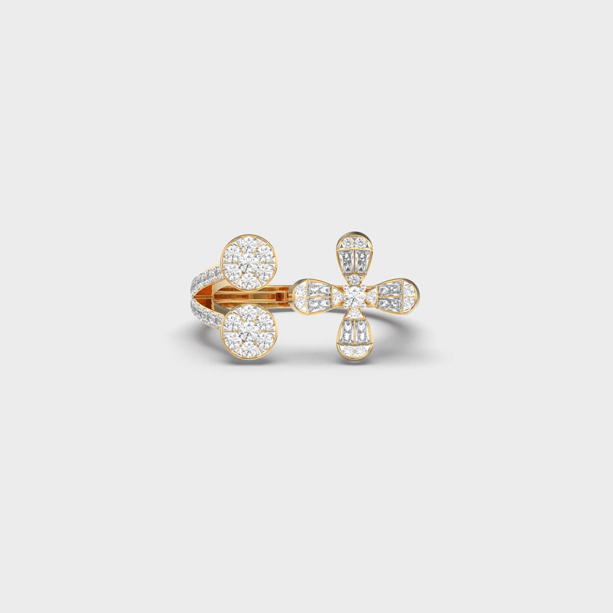 Twin Disc Clover Bloom Open Diamond Ring