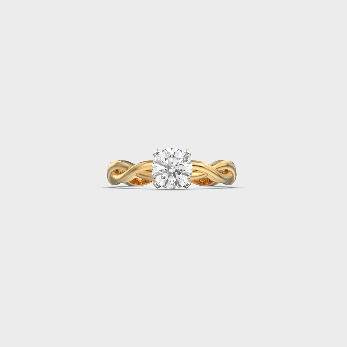 Woven Braid Round Solitaire Diamond Ring