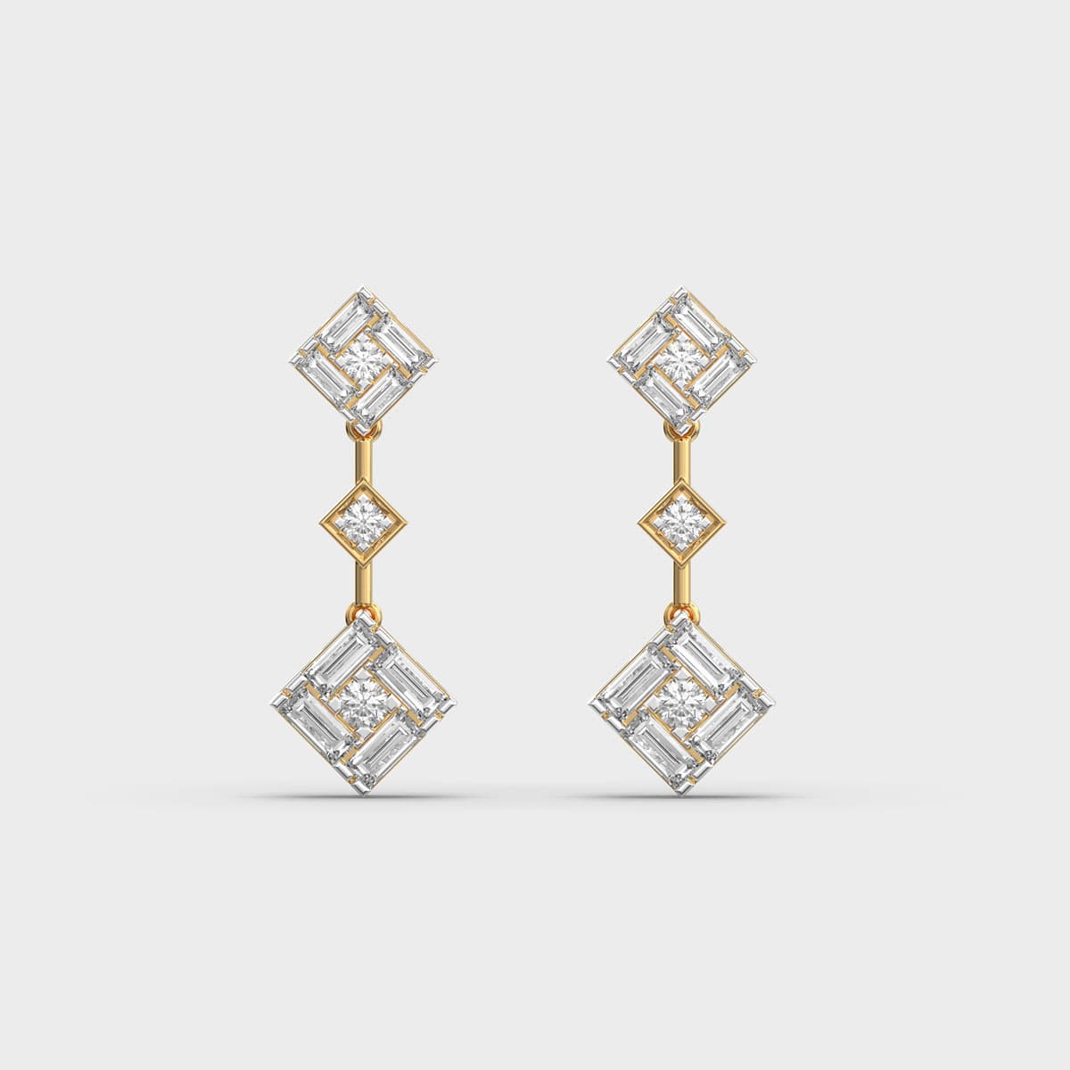 Geometric Kite Baguette Cluster Diamond Drops
