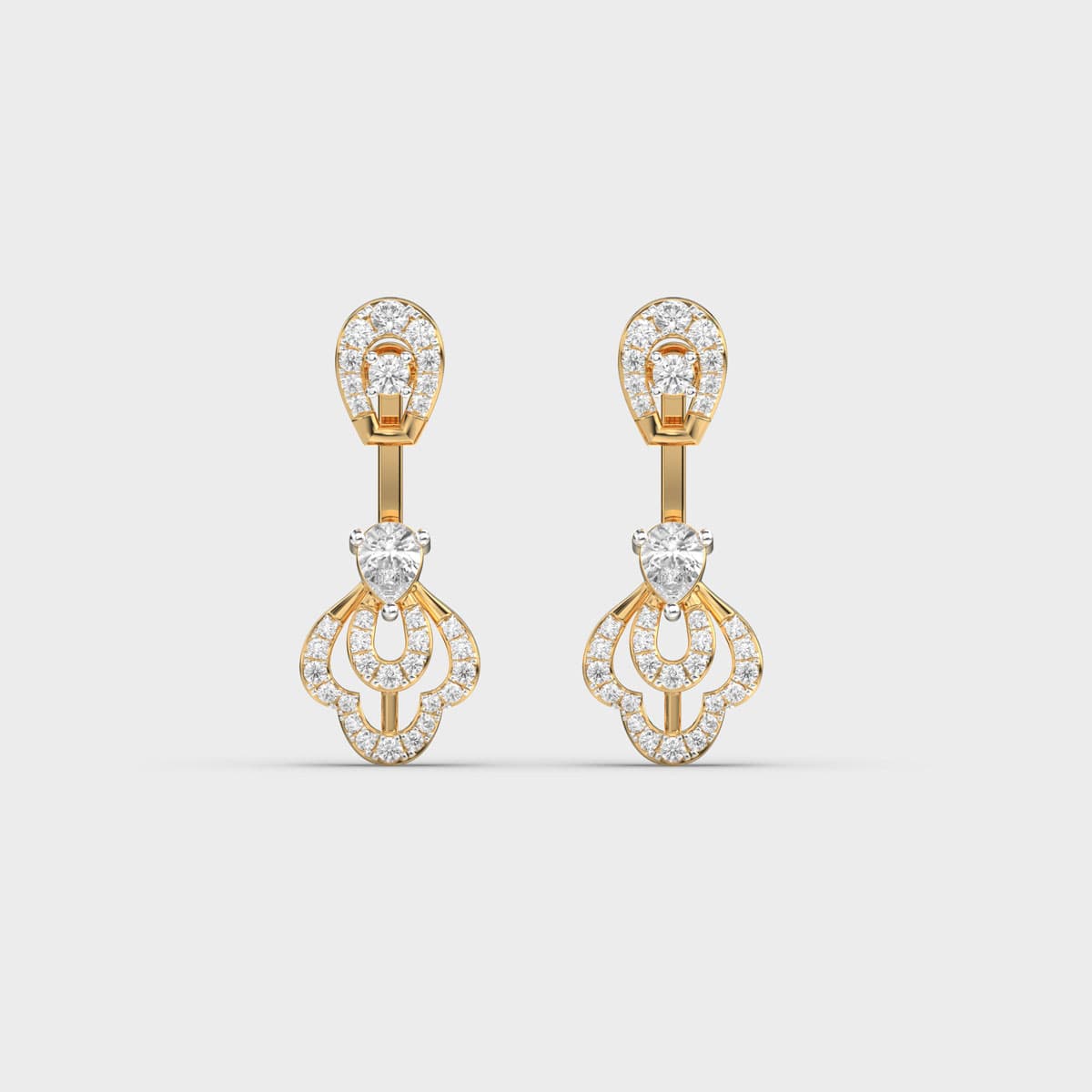 Pear Scalloped Fan Diamond Drops