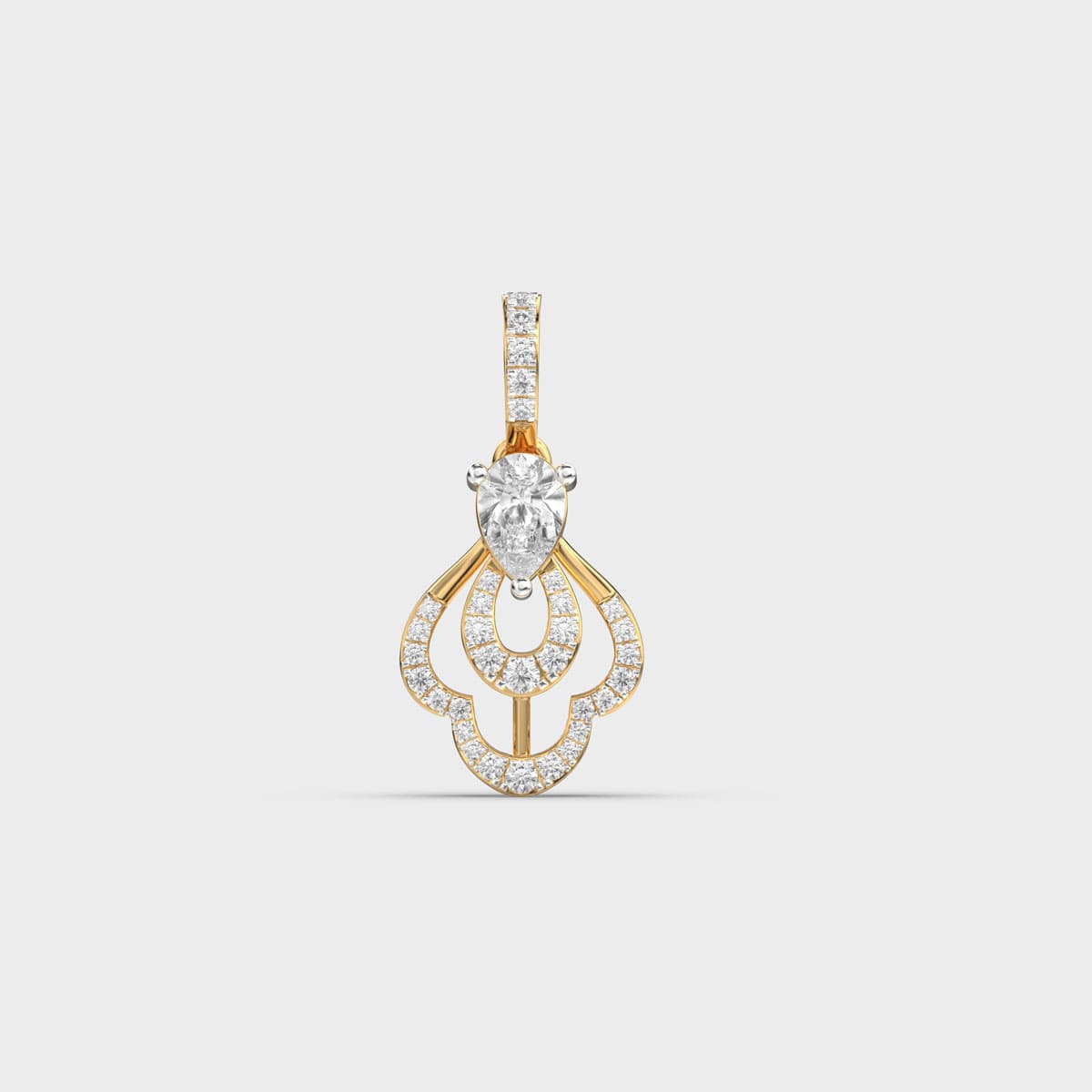 Pear Scalloped Fan Diamond Pendant (Without Chain)