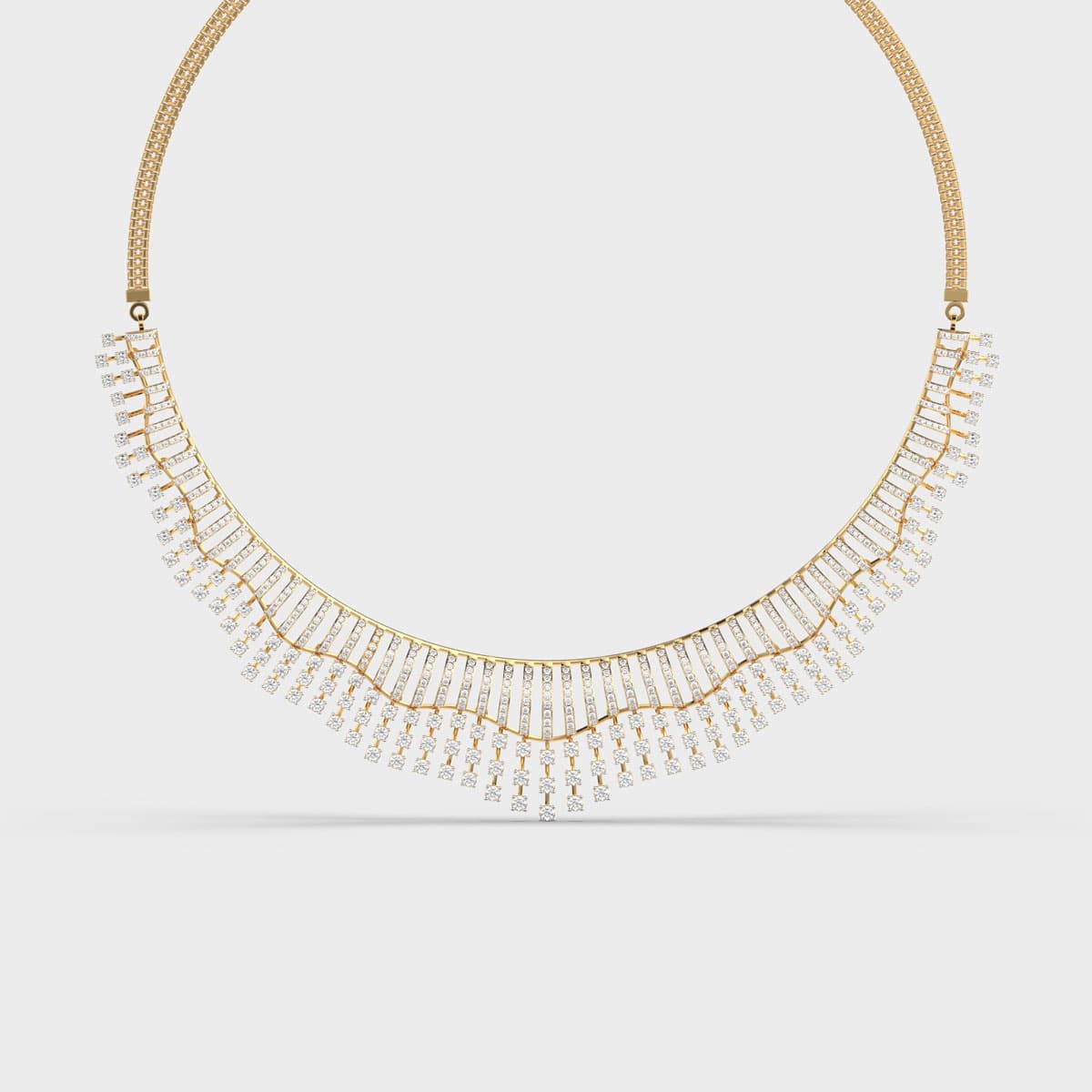 Fanned Bar Cascade Diamond Necklace