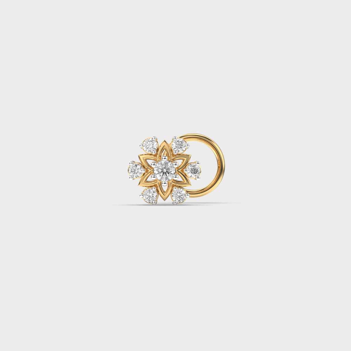Six Petal Star Flower Diamond Nosepin