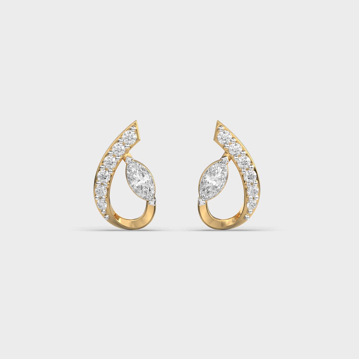 Paisley Swirl Marquise Leaf Diamond Studs