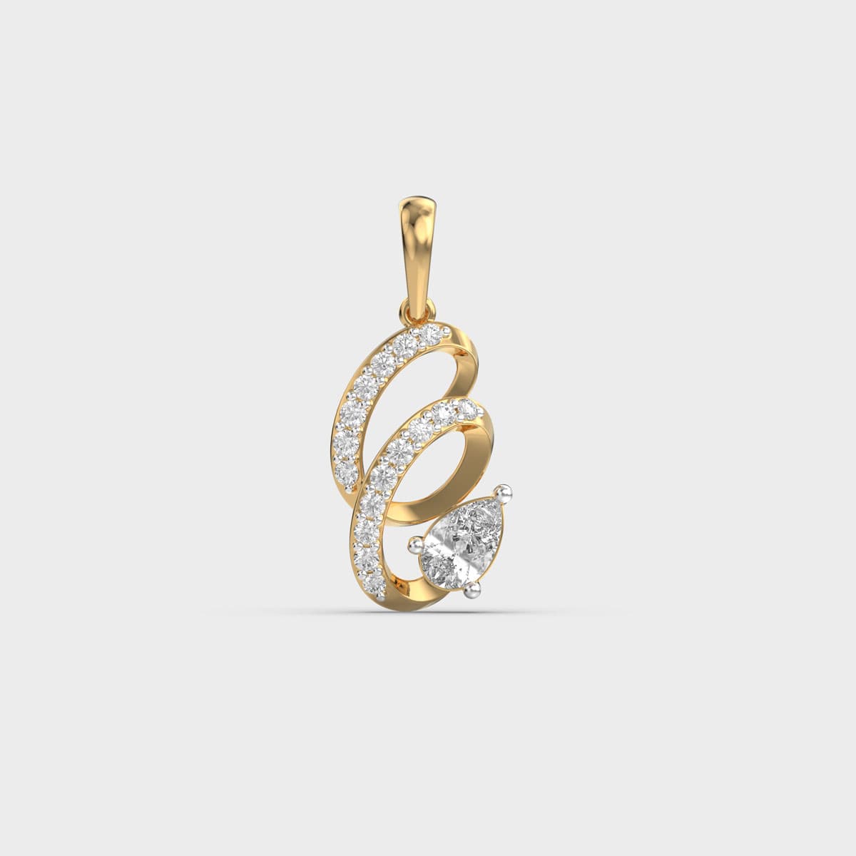 Twin Spiral Pear Loop Diamond Pendant (Without Chain)
