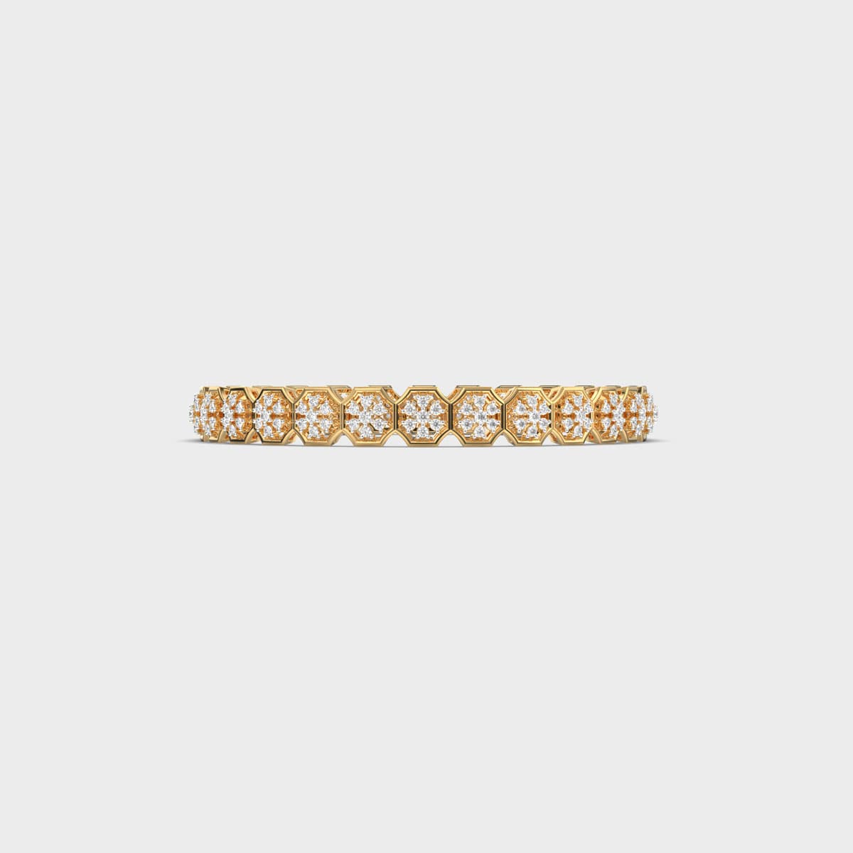 Octagon Frame Floral Cluster Diamond Bangle