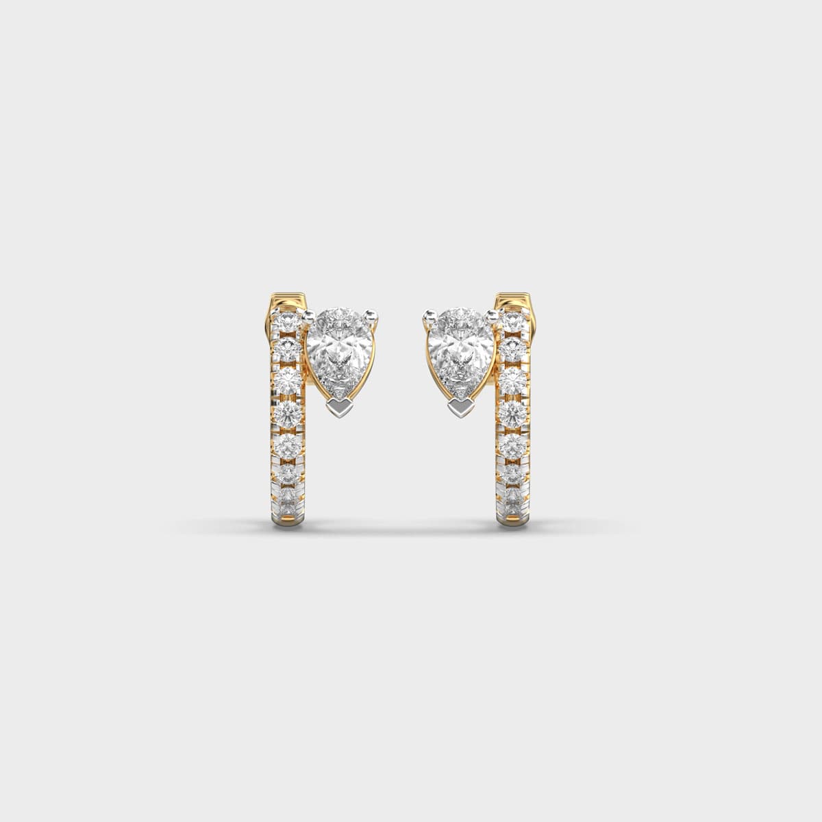 Pear Accent Pave Line Diamond Hoops