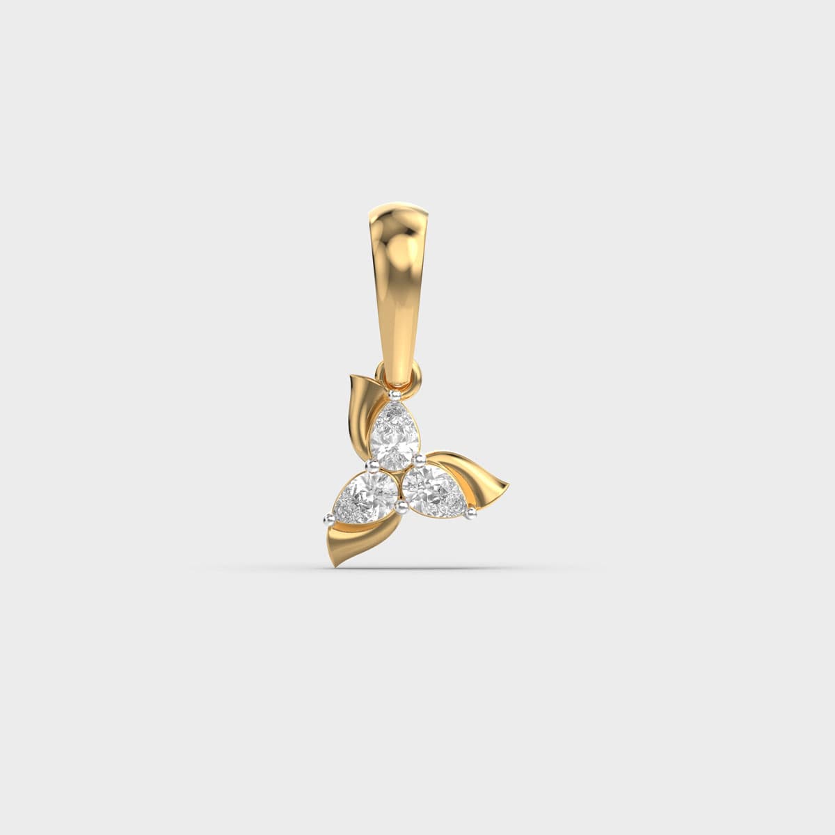 Pear Pinwheel Leaf Bloom Diamond Pendant (Without Chain)