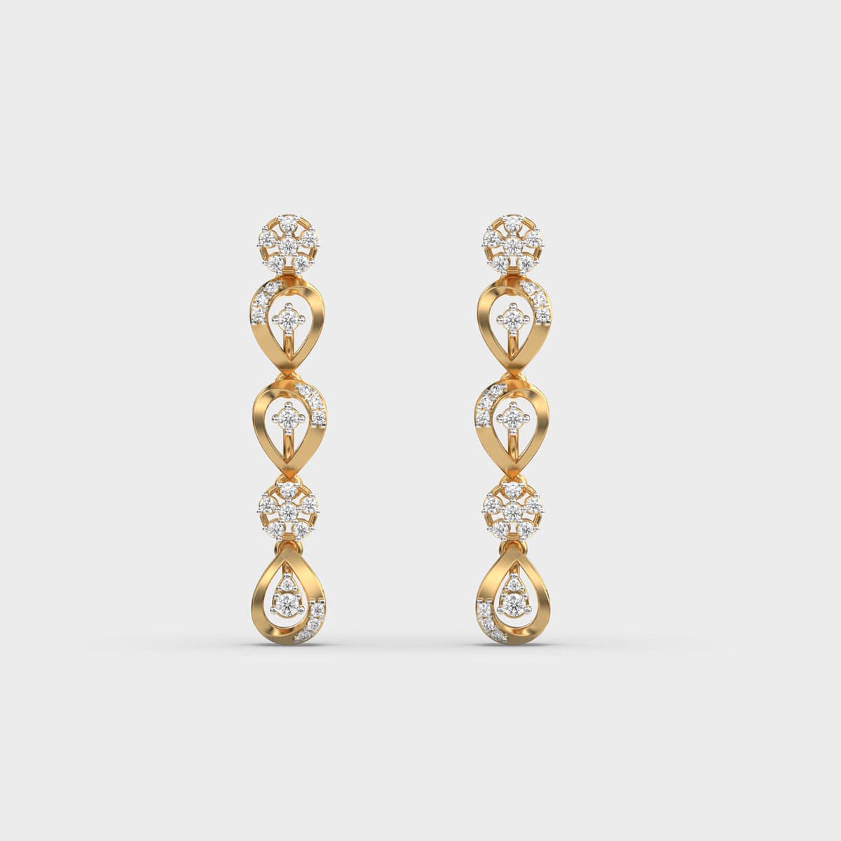 Floral Bloom Teardrop Cascade Diamond Danglers