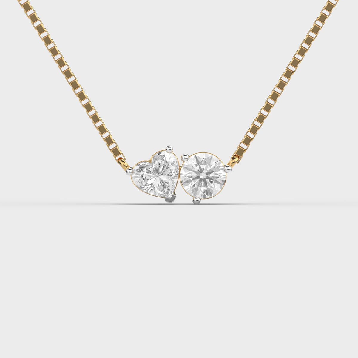 Paired Heart Toi Et Moi Diamond Pendant (With Chain)