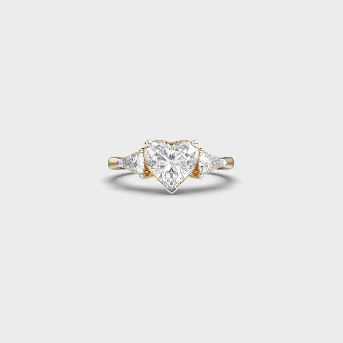 Trillion Flanked Heart Solitaire Diamond Ring